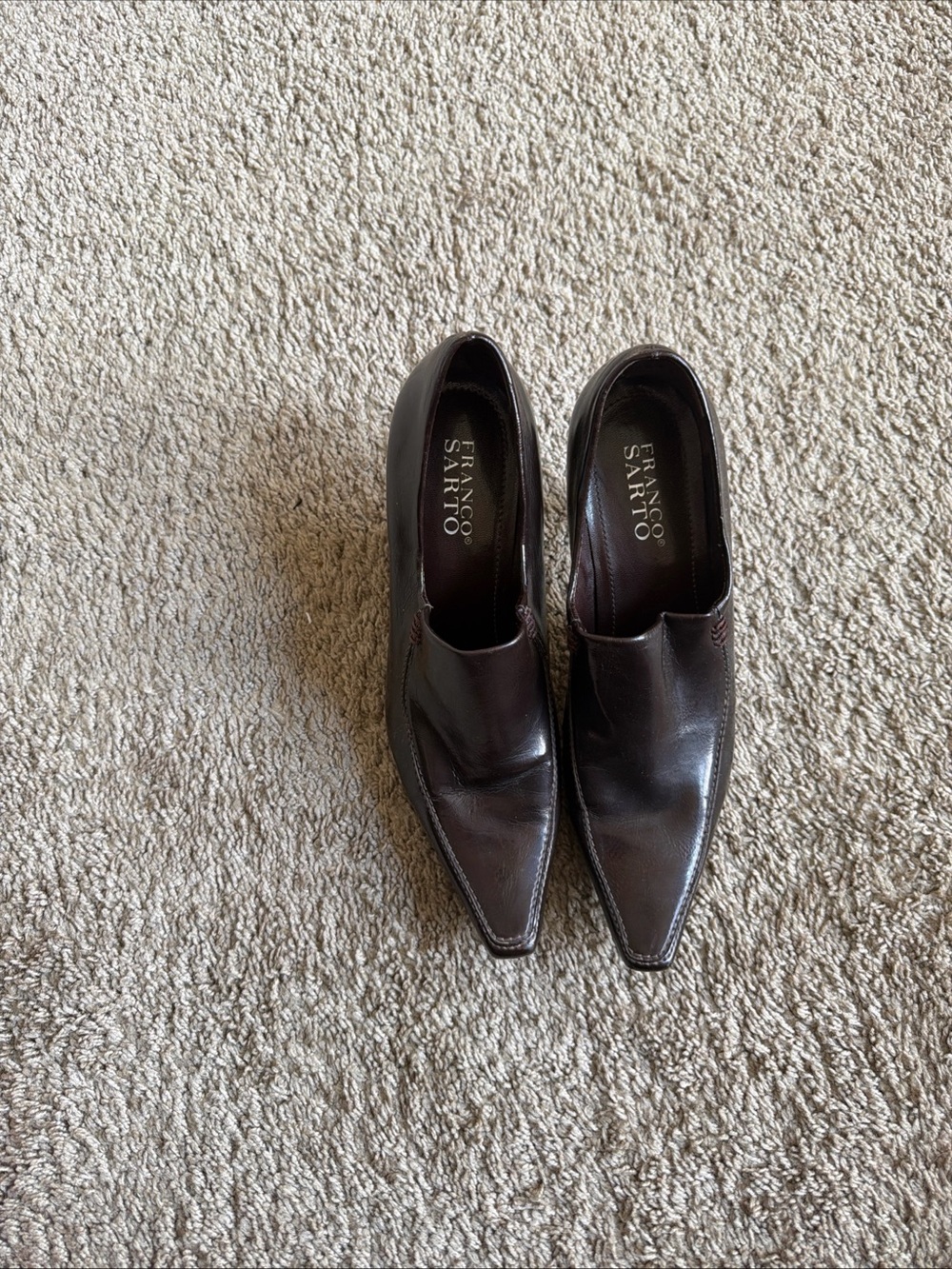 Franco Sarto Men's Dark Brown Pointed Leather Slip-On Oxfords